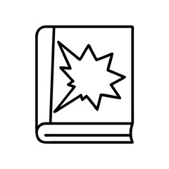 comic book icon, book lovers day line art, book lovers day icon - simple black line art icon of comic book, for book lovers day celebrations. book lovers day vector art.