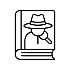 detective novel icon, book lovers day line art, book lovers day icon - simple black line art icon of detective novel, for book lovers day celebrations. book lovers day vector art.