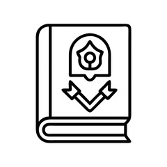 fantasy book cover icon, book lovers day line art, book lovers day icon - simple black line art icon of fantasy book cover, for book lovers day celebrations. book lovers day vector art.