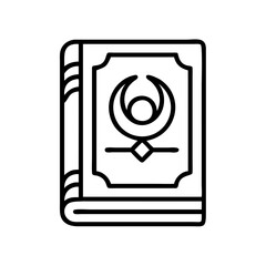 fantasy book cover icon, book lovers day line art, book lovers day icon - simple black line art icon of fantasy book cover, for book lovers day celebrations. book lovers day vector art.