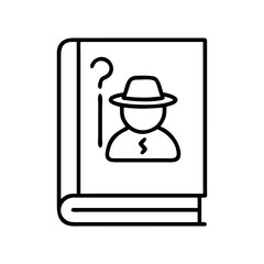 mystery novel icon, book lovers day line art, book lovers day icon - simple black line art icon of mystery novel, for book lovers day celebrations. book lovers day vector art.