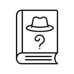 mystery novel icon, book lovers day line art, book lovers day icon - simple black line art icon of mystery novel, for book lovers day celebrations. book lovers day vector art.