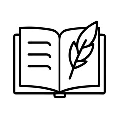 poetry book icon, book lovers day line art, book lovers day icon - simple black line art icon of poetry book, for book lovers day celebrations. book lovers day vector art.