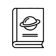 sci fi novel icon, book lovers day line art, book lovers day icon - simple black line art icon of sci fi novel, for book lovers day celebrations. book lovers day vector art.