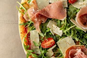 Margherita pizza on wooden table