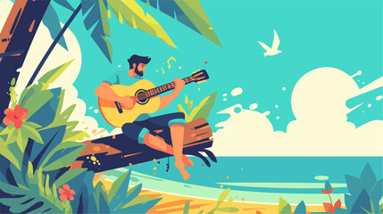 Talented Musician Performing with Acoustic Guitar Outdoors