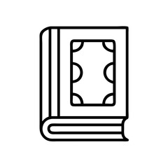 antique book icon, book lovers day line art, book lovers day icon - simple black line art icon of antique book, for book lovers day celebrations. book lovers day vector art.