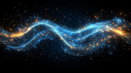 Fototapeta premium a blue and gold wave on a black background