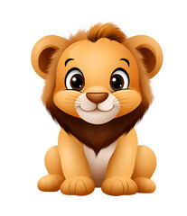 Obraz premium A cute cartoon lion character with big eyes and a friendly smile, perfect for children's illustrations.