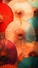 abstract background with multiple traditional Chinese fans