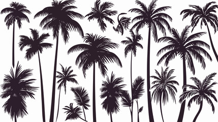 Exotic Black Palm Tree Silhouettes for Tropical Designs and Decor