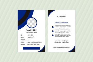 Modern & Simple ID Card with Blue, Black & White colour.