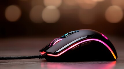 A close up of a computer mouse on a table