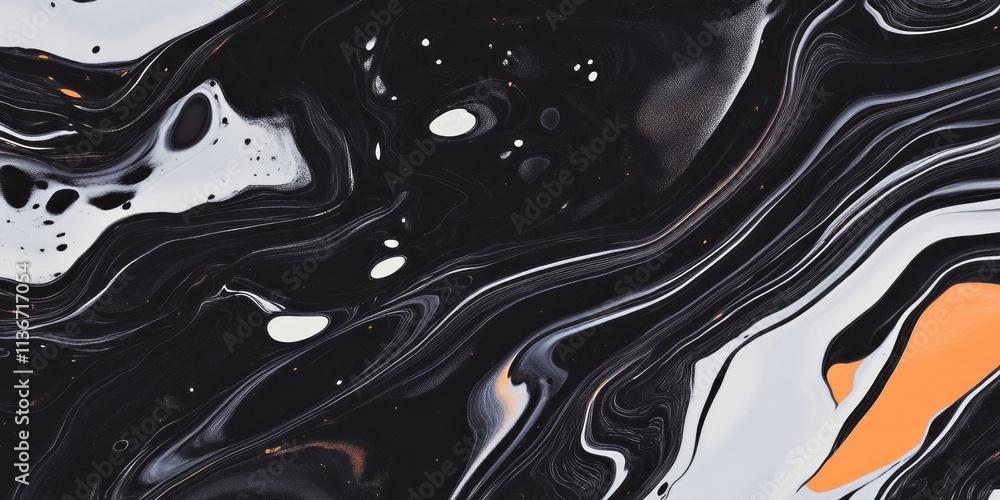 Poster Elegant black marble texture with swirling patterns and subtle highlights creating a sophisticated surface design