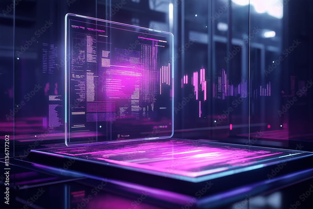 Poster digital cloud computing concept with glowing orange clouds on a futuristic circuit board background