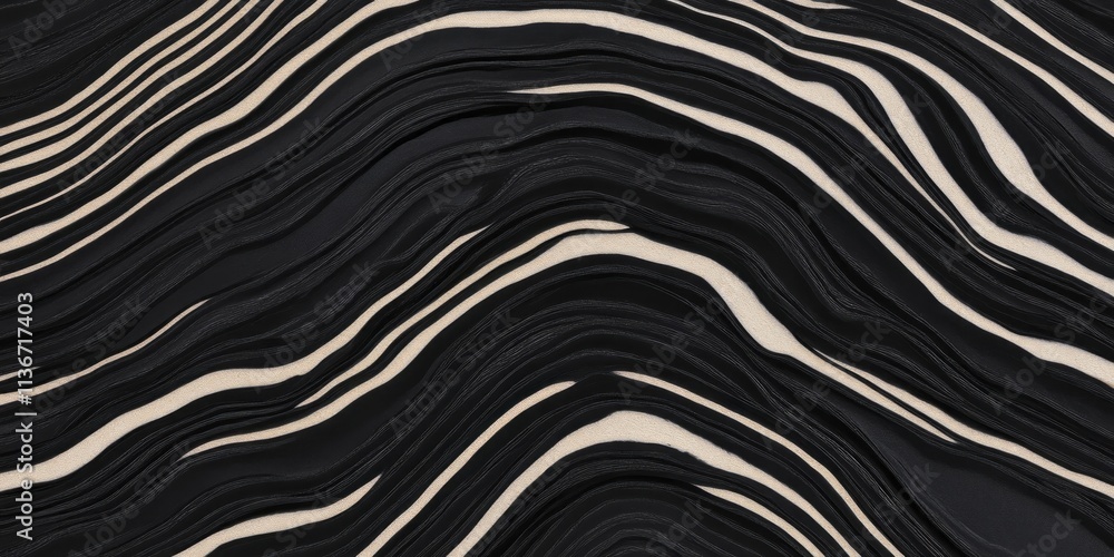 Poster Unique ebony texture with elegant wave patterns showcasing rich depth and contrast in natural coloration
