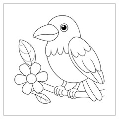 Crow Line Art Bold Outlines for Fun and Easy Coloring Activities