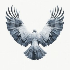 Obraz premium A little tit bird in flight, wings fully extended and feathers puffed, captured against a white, isolated backdrop