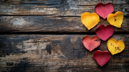 Obraz premium Decorative heart made of petals on textured surface arranged for romantic setting
