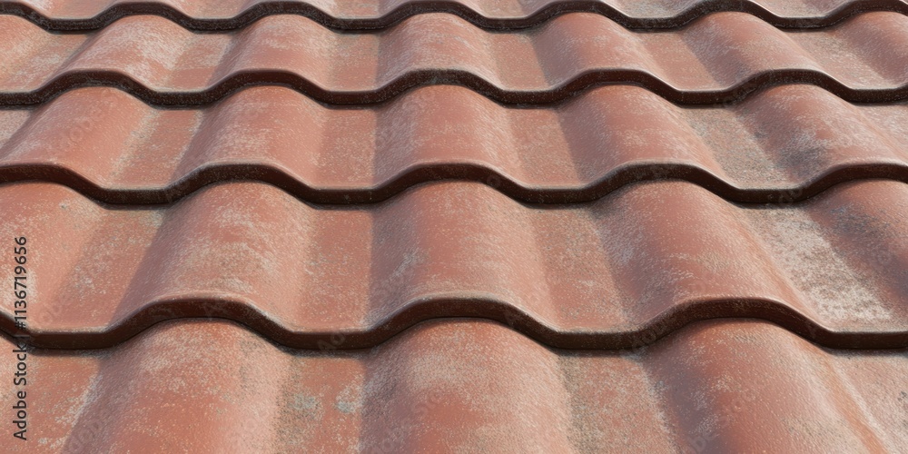 Poster textured surface of metal roof showcasing waves and rust patterns in natural light