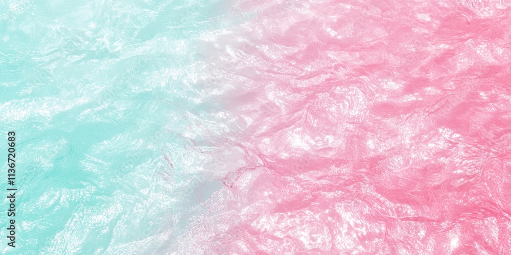 Aufkleber trendy and stylish top view of pink water blended with mint creating a vibrant visual texture