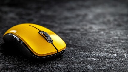 A yellow computer mouse sitting on top of a table