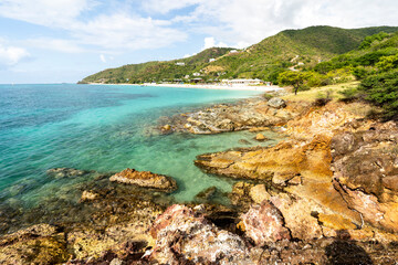 Antigua, Saint Mary Turners Beach - January 30 2024 - The crystal clear sea and rocks at Saint Mary Turners Beach