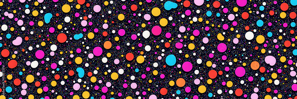 Poster a colorful mosaic of rocks and spheres. the colors are bright and vibrant, creating a lively and ene
