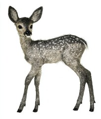 Fototapeta premium An isolated little deer on the white background 