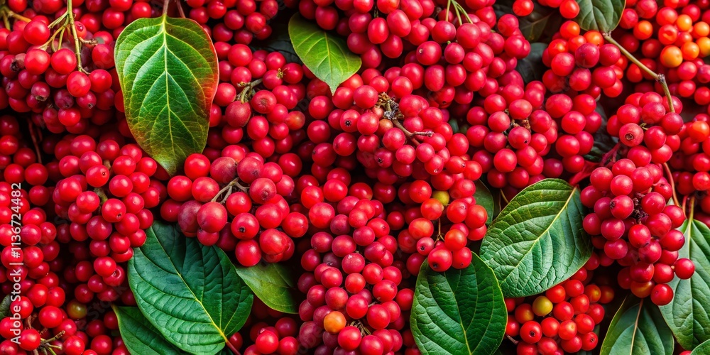 Poster vivid and colorful pattern of chinese schisandra berries perfect for text overlay and design project