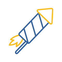 Striped fireworks rocket with a fuse vector icon