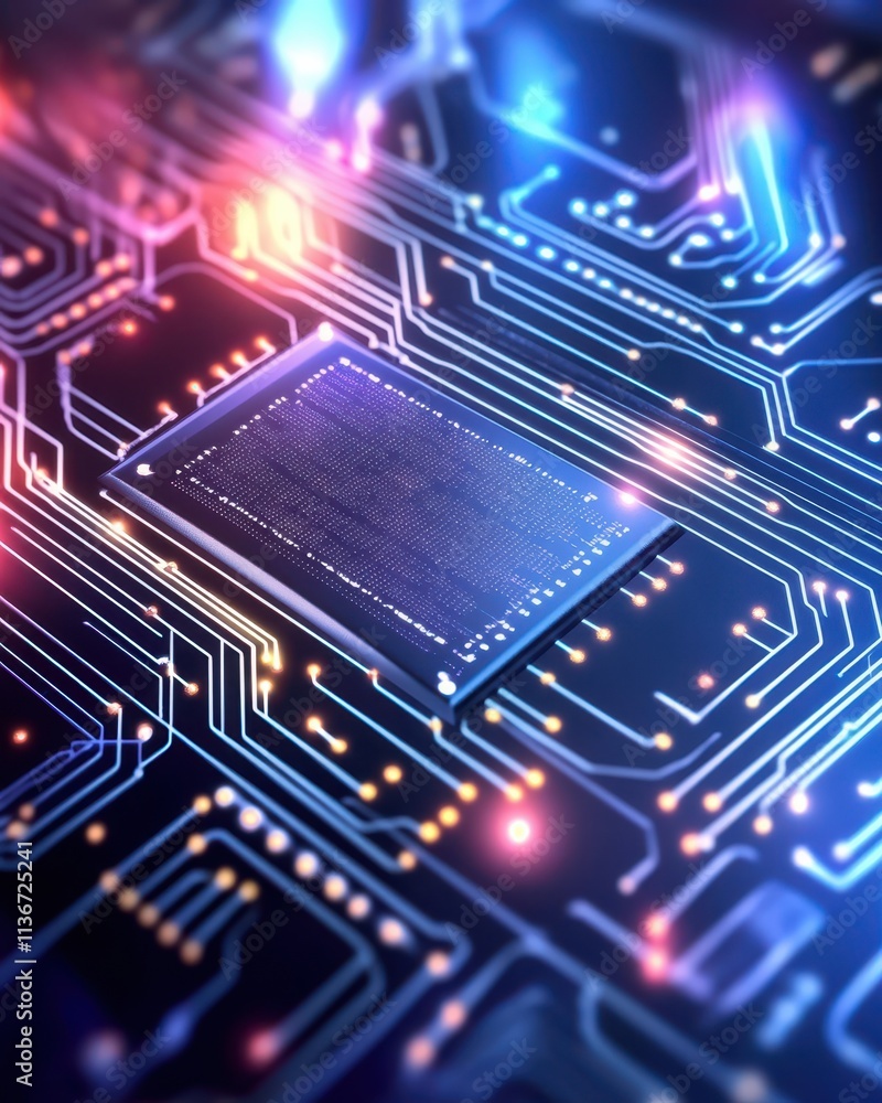 Poster Exploring the Intricate Beauty of a Quantum Computing Chip and Its Advanced Circuitry Design