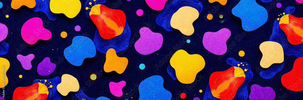 Aufkleber a colorful abstract design with many different shapes and colors. the design is full of energy and e