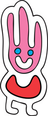 doodle simpatia con una faccina rosa sorridente e occhi blu