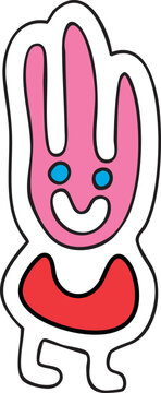 doodle simpatia con una faccina rosa sorridente e occhi blu
