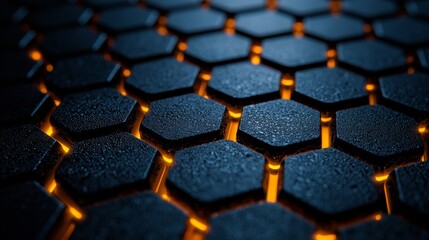 Obraz premium a close up of a black and orange hexagonal pattern