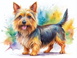 Watercolor Australian Terrier Clipart - Cute Dog Puppy Painting Illustration