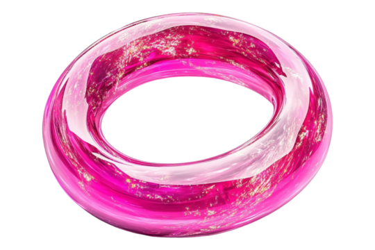 A pink planet with a ring, isolated on a transparent background, ideal for space, astronomy, or fantasy-themed designs.