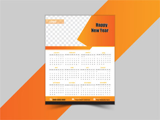 Wall calendar design template for 2025.Vector illustration, Week Starts on Sunday. Planner for 2025 year.