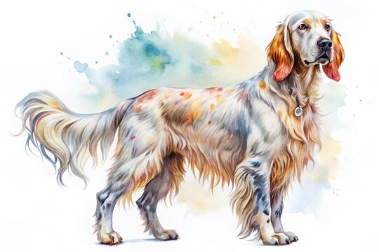 recommend clip art: Watercolor English Setter Dog Clipart, Elegant Canine Painting, Artistic Pet Portrait,  Hunting Dog Illustration