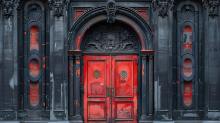 Obraz premium Old traditional wooden entrance doors.