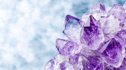 Fototapeta premium A pile of purple crystals sitting on top of a table