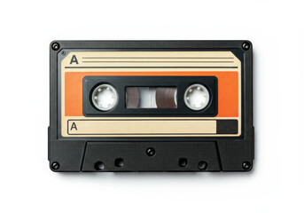 Obraz premium Vintage audio cassette tape with classic design and orange accents