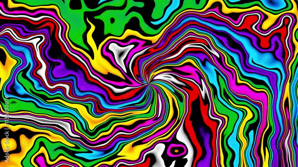 Aufkleber distorted twisted colorful line background. trippy strip psychedelic motion animation. neon color. g