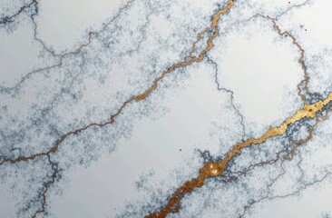 Obraz premium A clean, sleek marble background with veins of white and gold running through a grey base.