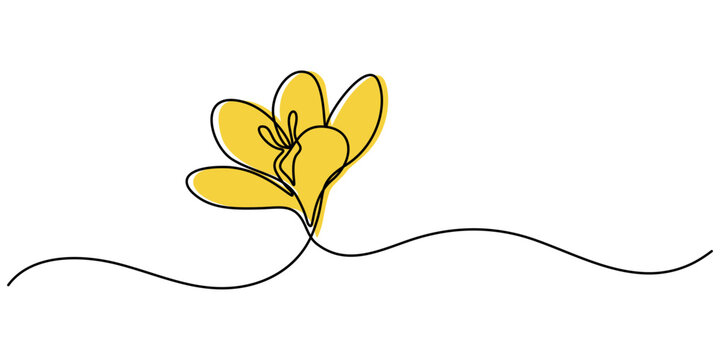 recommend clip art: Spring crocus flower in continuous line art drawing style. Minimalist black linear sketch isolated on white background. Vector illustration, Spring crocus flower in continuous line art drawing style.