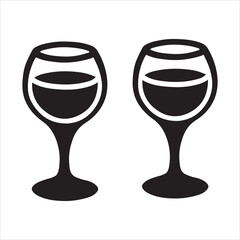 Pair of Wine Glasses Silhouette Icon Vector Graphic