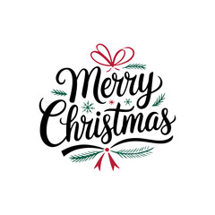 A white background with the text Merry Christmas typography, calligraphy