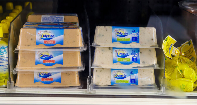 Odyssee brand products. Tranches de Terrine de Saumon and Terrine aux St. Jacques