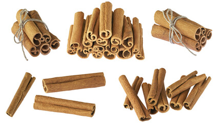 spice of isolated decorative cinnamon single and in group for  food and drink